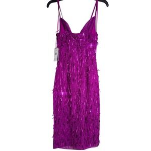 Liv Foster Purple Dress Beaded Sequin Midi Cocktail Party Formal Size 2 NWT